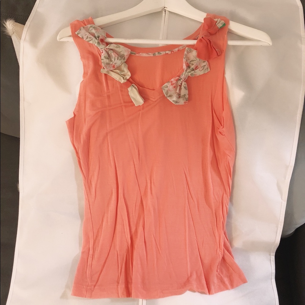 Orange tank top with silk bow tie size S